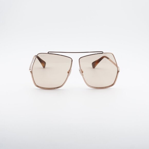 Max Mara Elsa MM0006 28E Sunglasses Rose Gold Geometric Frame, Brown Lenses main image 10